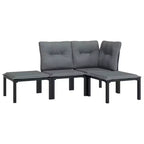vidaXL Ensemble de salon de jardin Canapé pour pelouse de jardin en polyrotin noir et gris