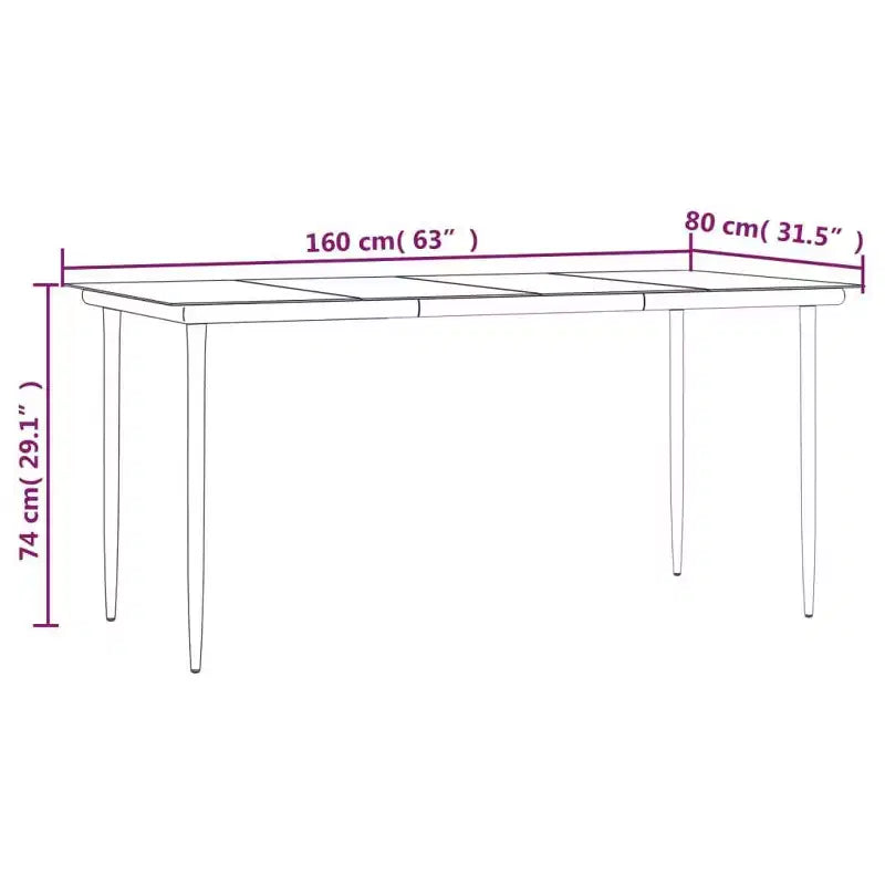 vidaXL Set da pranzo da giardino in polyrattan nero, acciaio, vetro temperato - Lunghezza tavolo 63 - 4 articoli