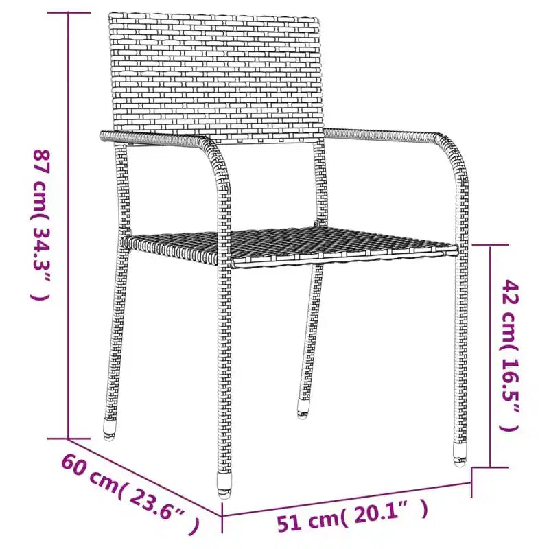 vidaXL Set da pranzo da giardino in polyrattan nero, acciaio, vetro temperato - Lunghezza tavolo 63 - 4 articoli