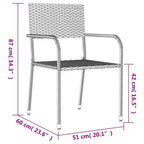 vidaXL Set da pranzo da giardino in polyrattan nero, acciaio, vetro temperato - Lunghezza tavolo 63 - 4 articoli