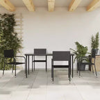 vidaXL Set da pranzo da giardino in polyrattan nero, acciaio, vetro temperato - Lunghezza tavolo 63 - 4 articoli
