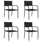 vidaXL Set da pranzo da giardino in polyrattan nero, acciaio, vetro temperato - Lunghezza tavolo 63 - 4 articoli