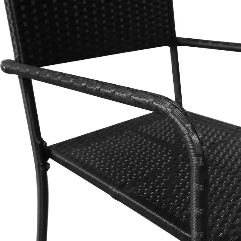 vidaXL Set da pranzo da giardino in polyrattan nero, acciaio, vetro temperato - Lunghezza tavolo 63 - 4 articoli