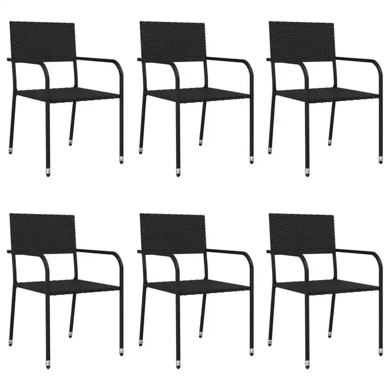 vidaXL Salon de jardin noir en résine tressée et acier empilable - Table 63 longueurs 6
