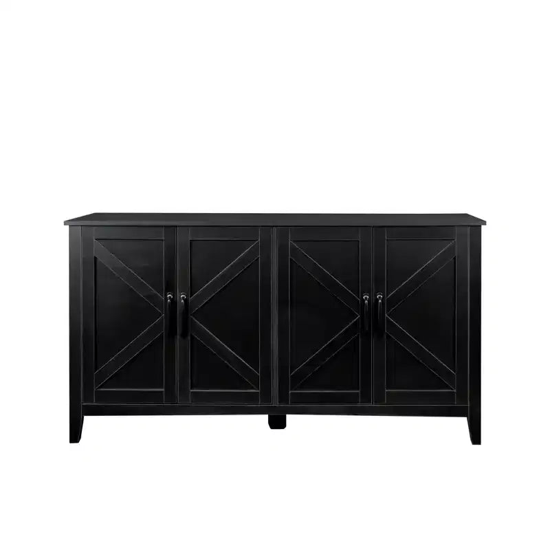 Buffet vaisselier avec rangement de 150 cm, meuble de rangement d'appoint vintage avec 4 portes, armoires de bar à café de style ferme pour cuisine, couloir, entrée