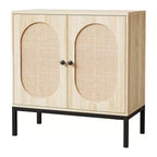 Credenza da 80 cm, armadietto in rattan con ripiani regolabili, credenza da cucina per soggiorno, sala da pranzo, ingresso