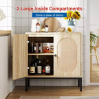 Credenza da 80 cm, armadietto in rattan con ripiani regolabili, credenza da cucina per soggiorno, sala da pranzo, ingresso