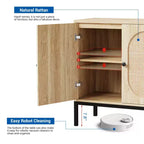 Credenza da 80 cm, armadietto in rattan con ripiani regolabili, credenza da cucina per soggiorno, sala da pranzo, ingresso
