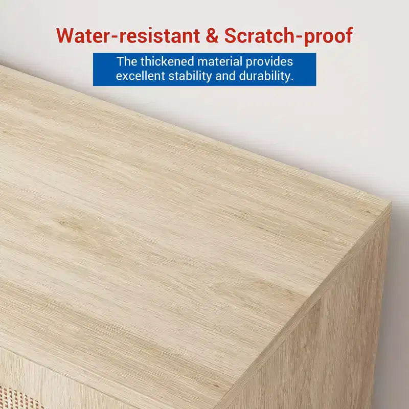 Credenza da 80 cm, armadietto in rattan con ripiani regolabili, credenza da cucina per soggiorno, sala da pranzo, ingresso