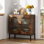 Credenza da 80 cm, armadietto in rattan con ripiani regolabili, credenza da cucina per soggiorno, sala da pranzo, ingresso