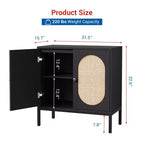 Credenza da 80 cm, armadietto in rattan con ripiani regolabili, credenza da cucina per soggiorno, sala da pranzo, ingresso