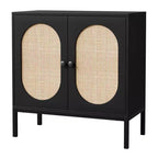 Credenza da 80 cm, armadietto in rattan con ripiani regolabili, credenza da cucina per soggiorno, sala da pranzo, ingresso