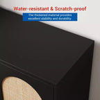 Credenza da 80 cm, armadietto in rattan con ripiani regolabili, credenza da cucina per soggiorno, sala da pranzo, ingresso