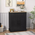 Small Storage Cabinet, Compact Wood Sideboard Buffet Cabinet with 2 Drawers & 2 Doors, Modern Minimalist Accent Furniture for Home