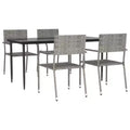 vidaXL Garden Dining Set Black PE Rattan, Powder-Coated Steel, Glass - 63 Table Length Gray 4