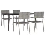 vidaXL Garden Dining Set Black PE Rattan, Powder-Coated Steel, Glass - 63 Table Length Gray 4