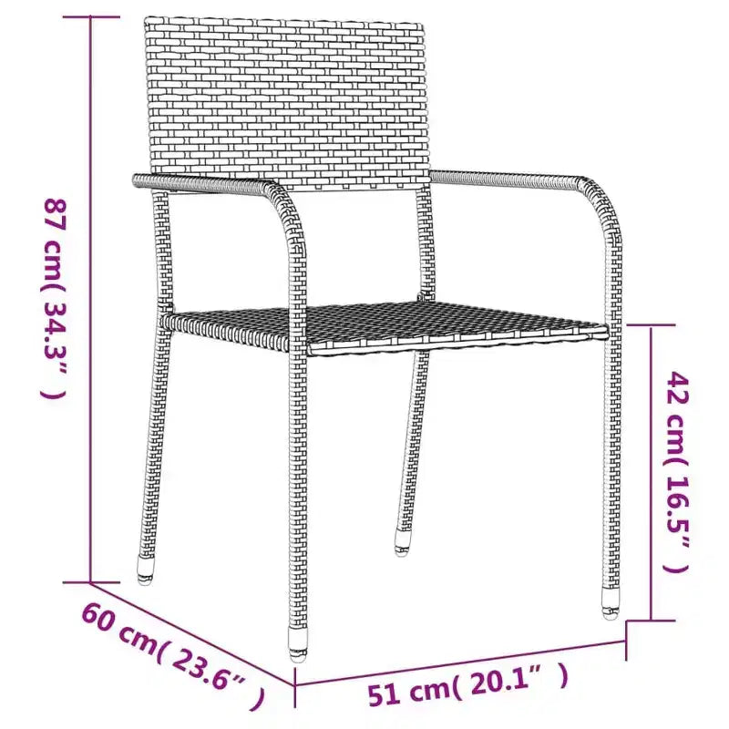 vidaXL Set da pranzo da giardino in rattan PE nero, acciaio verniciato a polvere, vetro - Lunghezza tavolo 63 Grigio 4