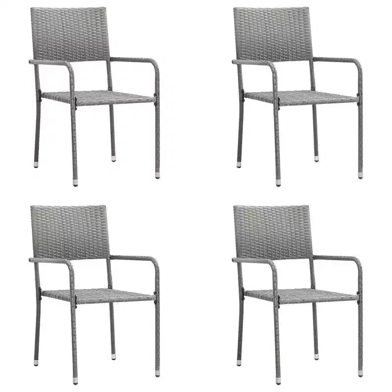 vidaXL Set da pranzo da giardino in rattan PE nero, acciaio verniciato a polvere, vetro - Lunghezza tavolo 63 Grigio 4