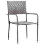 vidaXL Set da pranzo da giardino in rattan PE nero, acciaio verniciato a polvere, vetro - Lunghezza tavolo 63 Grigio 4