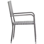 vidaXL Set da pranzo da giardino in rattan PE nero, acciaio verniciato a polvere, vetro - Lunghezza tavolo 63 Grigio 4