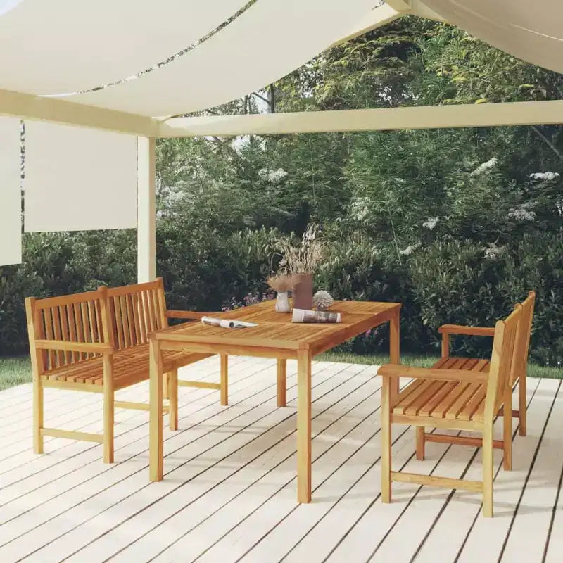 vidaXL Set da pranzo da giardino Teak naturale Legno massello di teak Grande Durevole