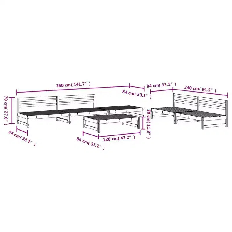 vidaXL Set Lounge da Esterno 6 pz - Legno Massello di Pino - Design Modulare per Giardino, Terrazza, Balcone