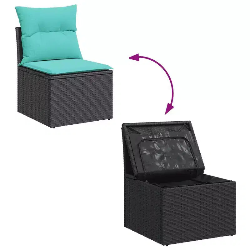 vidaXL Set Divani da Giardino 6 pz con Cuscini Nero in Polyrattan
