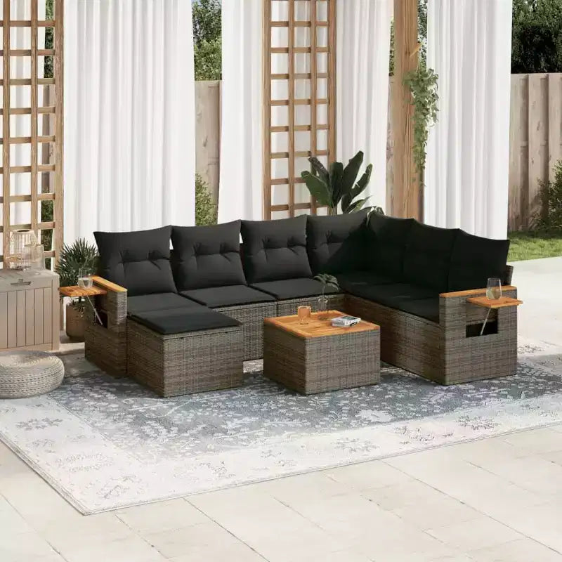 vidaXL Set Divani da Giardino Grigio, Grigio Scuro