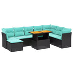 vidaXL 9 Piece Patio Sofa Set with Cushions Black Poly Rattan
