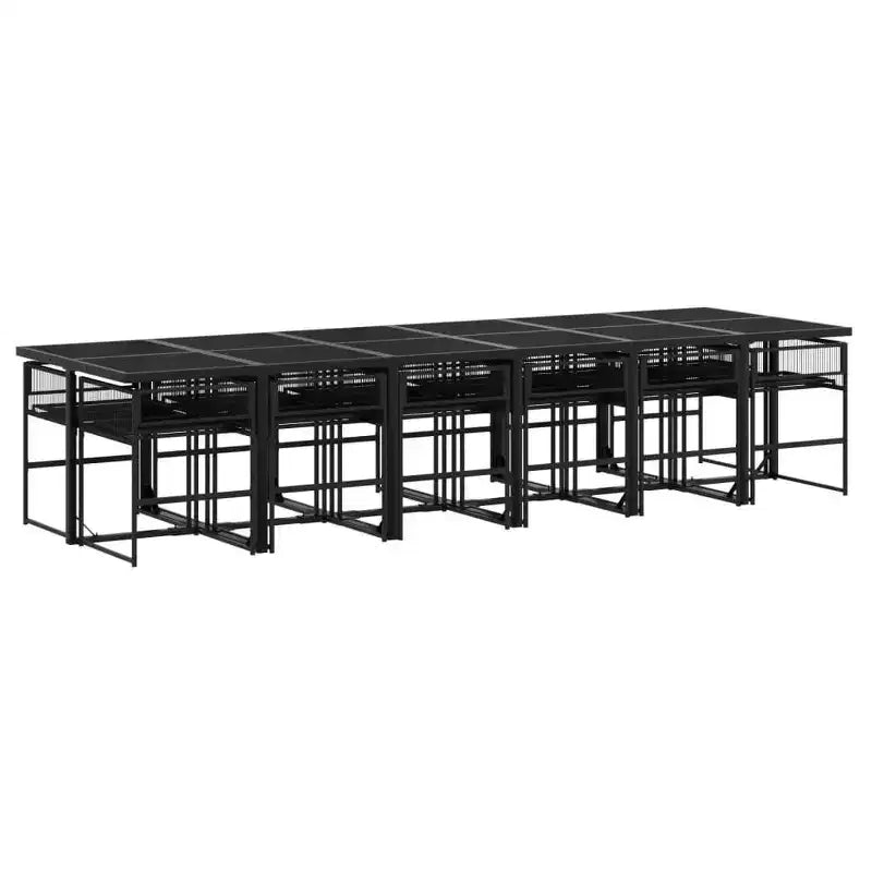 vidaXL Set da pranzo da patio con cuscini Tavolo e sedia da esterno in polyrattan nero