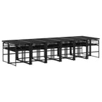 vidaXL Set da pranzo da patio con cuscini Tavolo e sedia da esterno in polyrattan nero