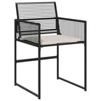 vidaXL Set da pranzo da patio con cuscini Tavolo e sedia da esterno in polyrattan nero