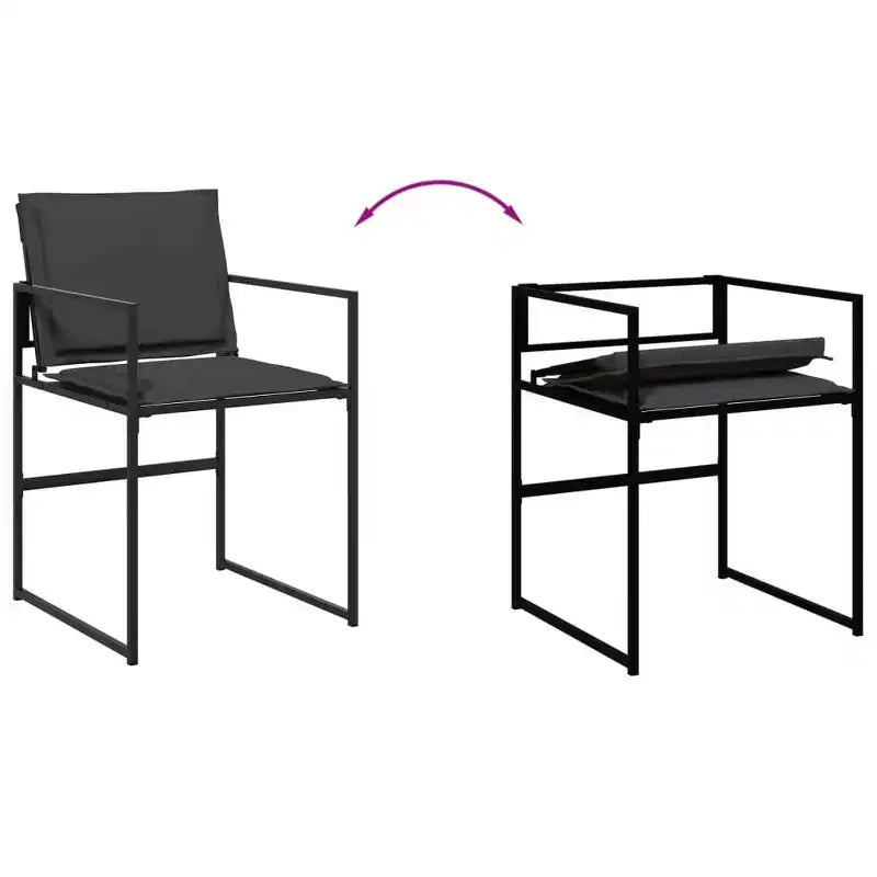 vidaXL Set da Pranzo per Esterni con Cuscini 13 pz in Textilene Nero - Sedie Salvaspazio Pieghevoli, Resistente ai Raggi UV, Tavolo in Vetro Temperato