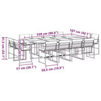 vidaXL Set da Pranzo per Esterni con Cuscini 13 pz in Textilene Nero - Sedie Salvaspazio Pieghevoli, Resistente ai Raggi UV, Tavolo in Vetro Temperato