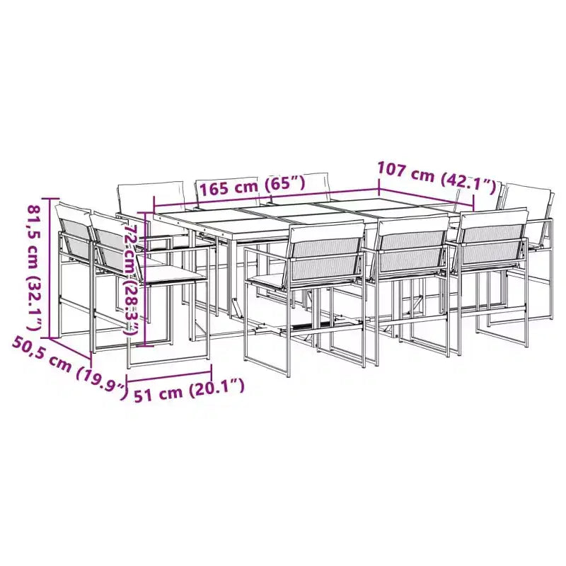vidaXL Set da pranzo da esterno 11 pz con cuscini, in textilene, nero