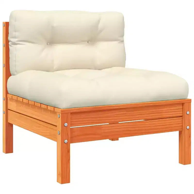 vidaXL Set Divani da Giardino Marrone cera, Crema in Legno massello di pino, Tessuto Oxford