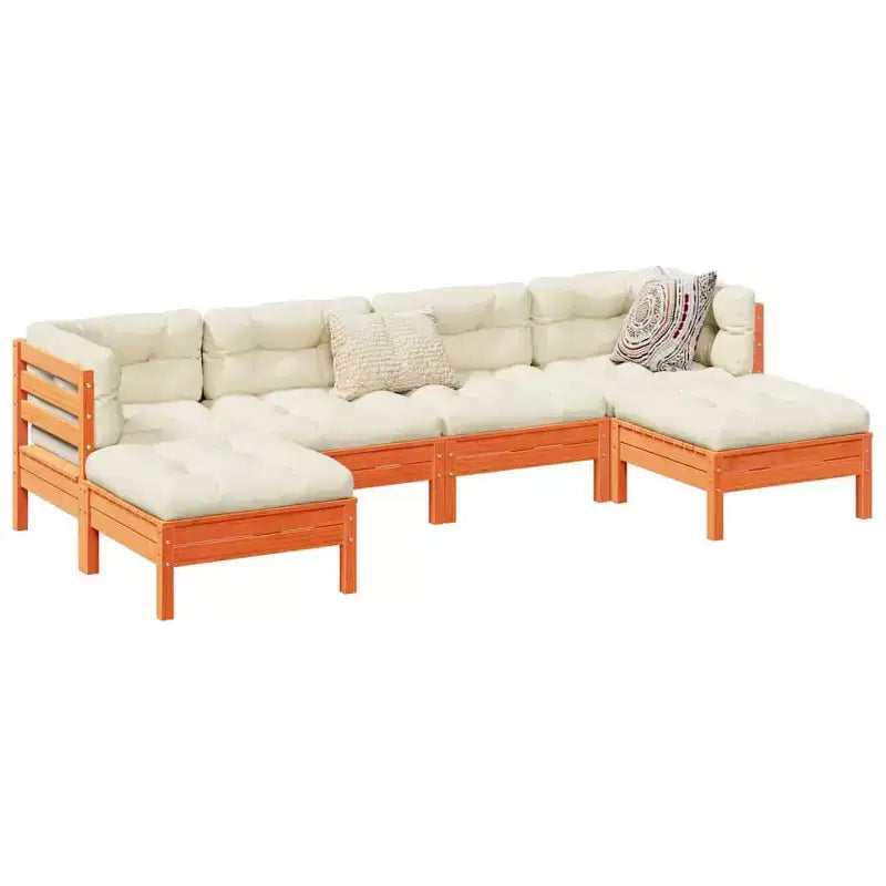vidaXL Set Divani da Giardino Marrone Cera in Legno Massello di Pino Grande Modulare