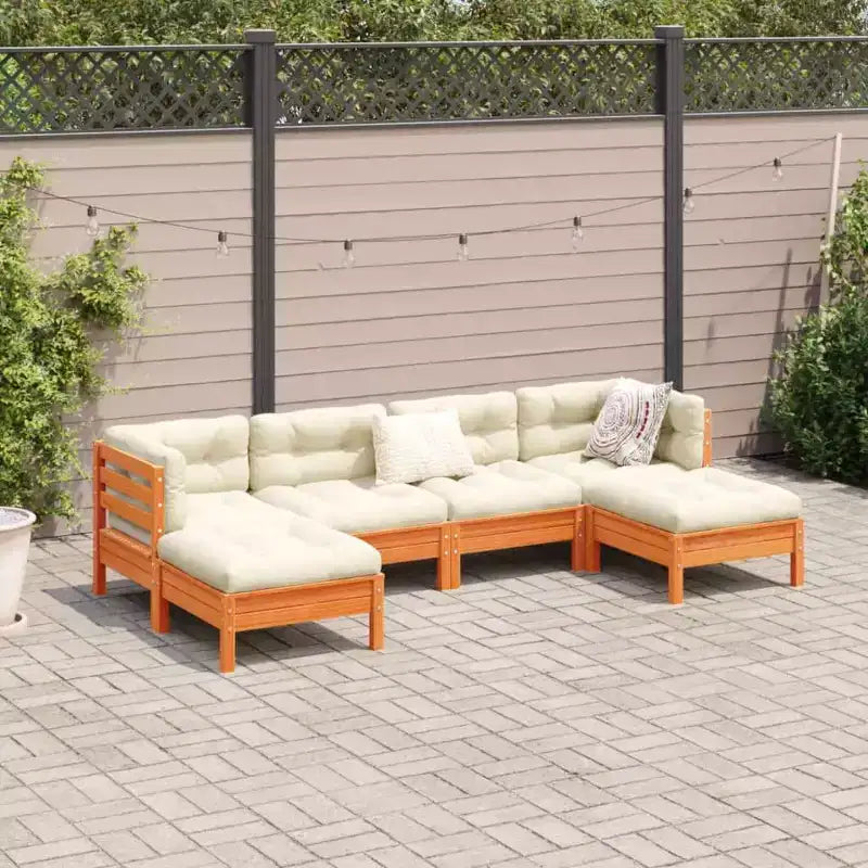 vidaXL Set Divani da Giardino Marrone Cera in Legno Massello di Pino Grande Modulare