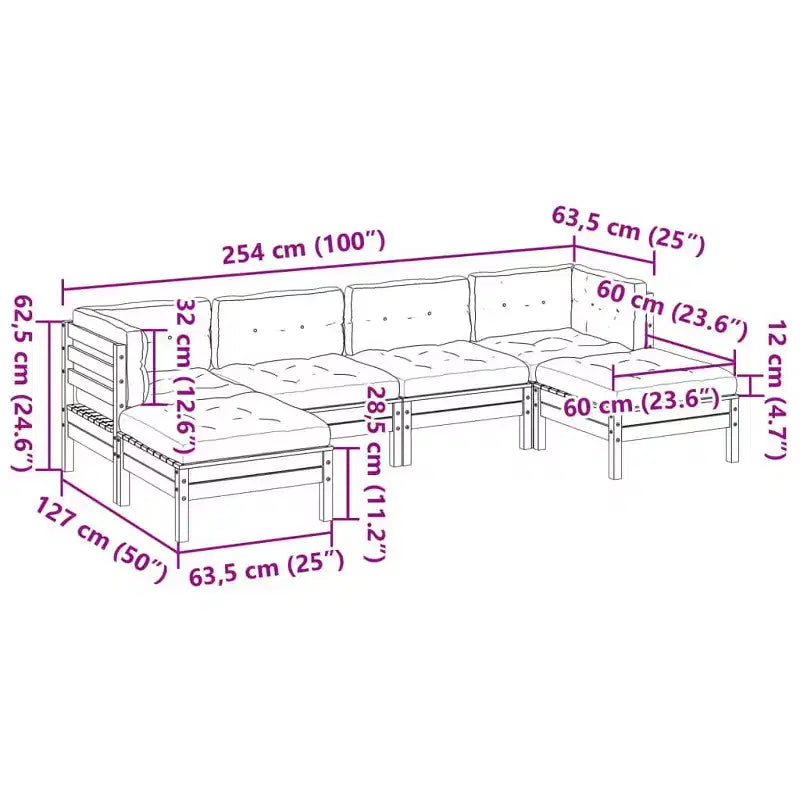 vidaXL Set Divani da Giardino Marrone Cera in Legno Massello di Pino Grande Modulare