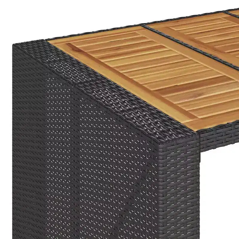 vidaXL Ensemble de bar d'extérieur 7 pièces noir - Poly rotin et acacia résistants aux intempéries avec tabourets