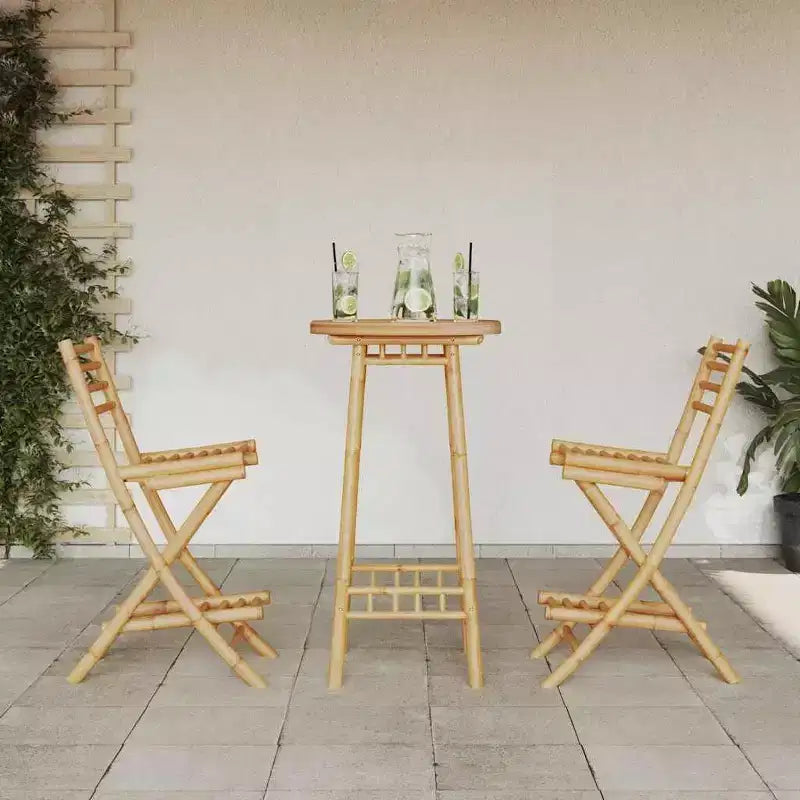 vidaXL Set da bar da esterno bambù naturale dimensioni medie pieghevole