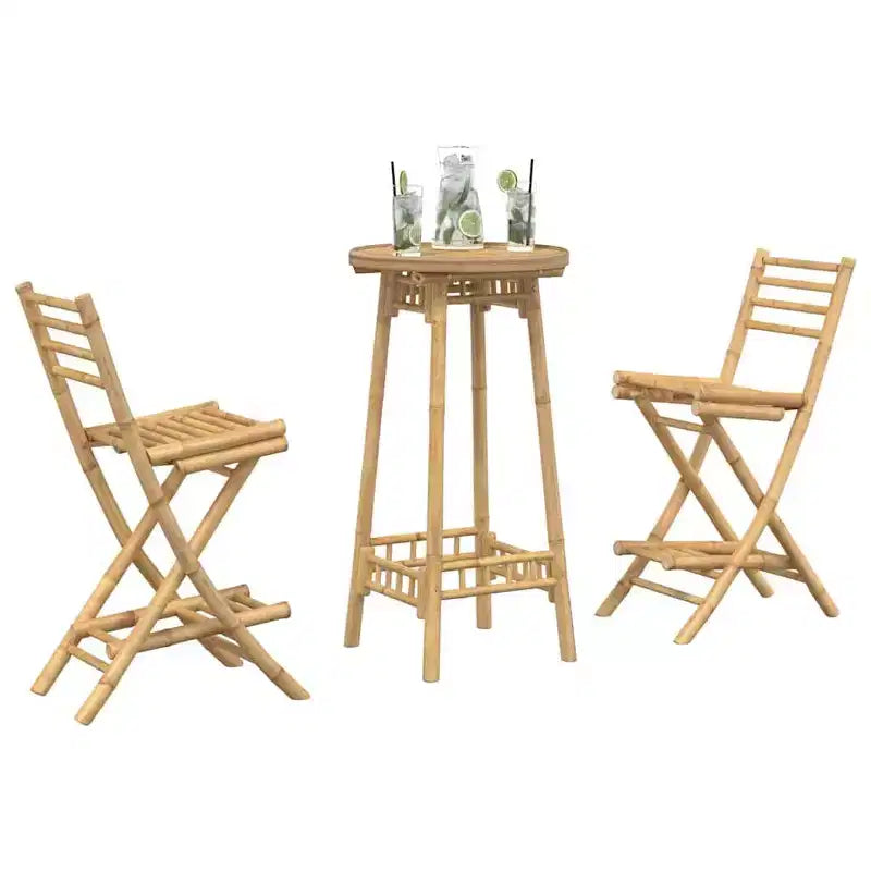 vidaXL Set da bar da esterno bambù naturale dimensioni medie pieghevole