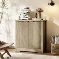 Recessed Sideboard with Storage, Contemporary Sideboard with 2 Doors and Adjustable Shelves, Media Console, Mid-Century Storage Cabinet for Entryway