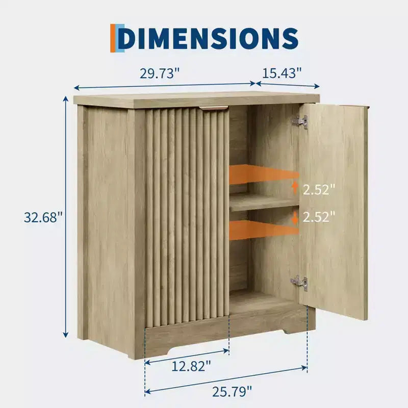 Buffet encastré avec rangement, Buffet contemporain avec 2 portes et étagères réglables, Meuble TV, Armoire de rangement Mid-Century pour entrée