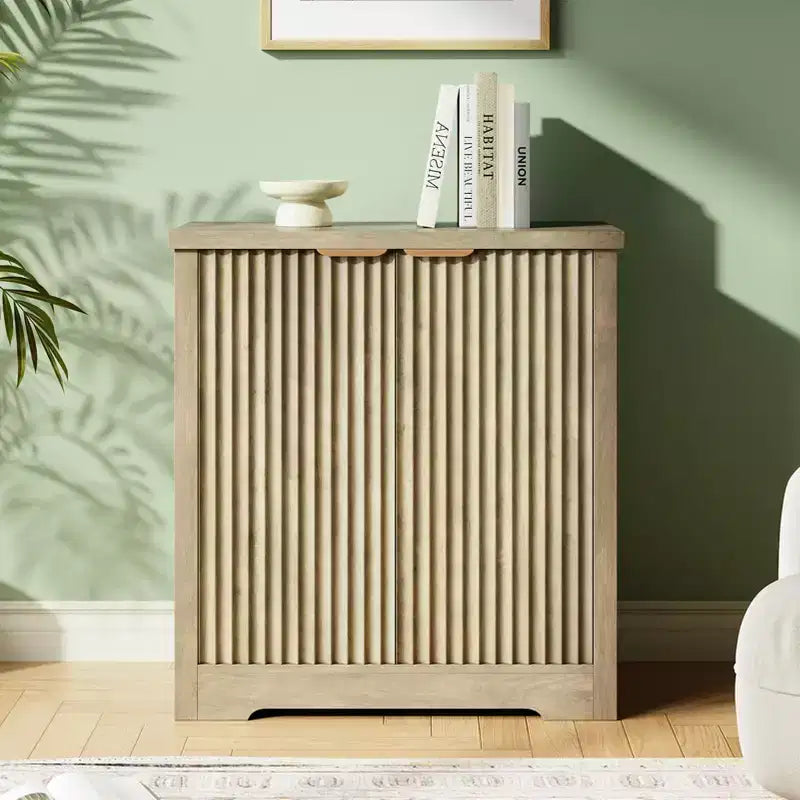Buffet encastré avec rangement, Buffet contemporain avec 2 portes et étagères réglables, Meuble TV, Armoire de rangement Mid-Century pour entrée
