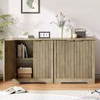 Buffet encastré avec rangement, Buffet contemporain avec 2 portes et étagères réglables, Meuble TV, Armoire de rangement Mid-Century pour entrée