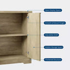 Buffet encastré avec rangement, Buffet contemporain avec 2 portes et étagères réglables, Meuble TV, Armoire de rangement Mid-Century pour entrée