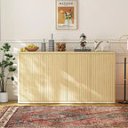 Grand buffet vaisselier de 168 cm, armoire de cuisine moderne à cannelures, table console de bar à café
