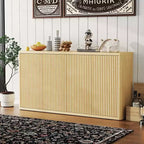 Grand buffet vaisselier de 168 cm, armoire de cuisine moderne à cannelures, table console de bar à café