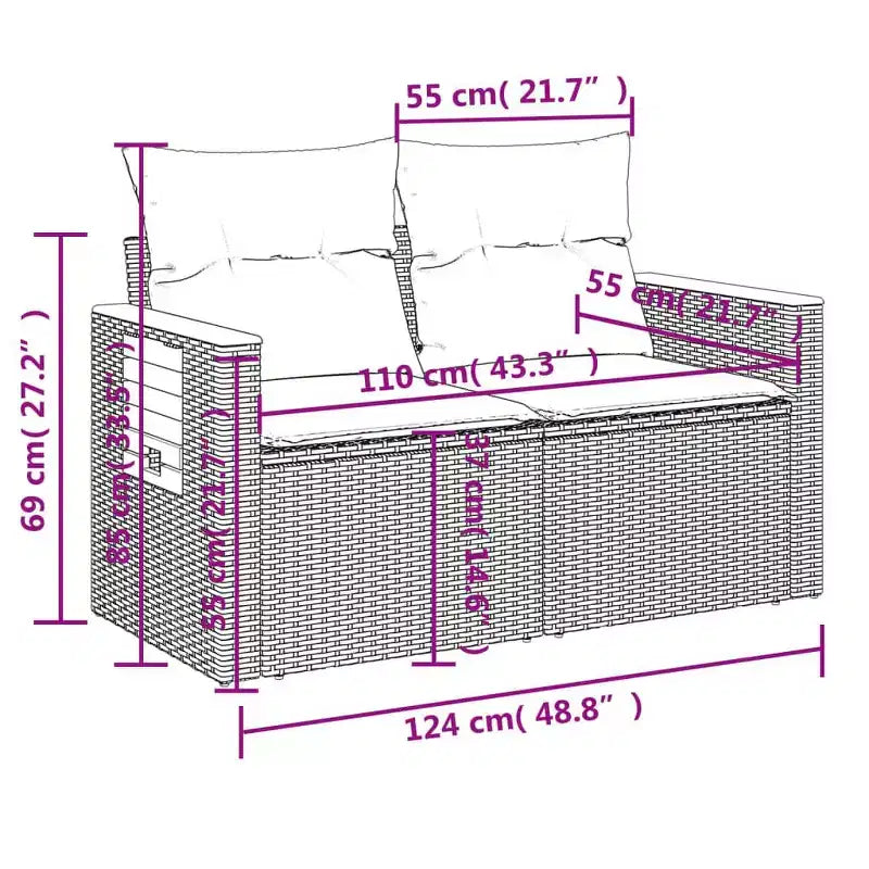 vidaXL Set di Divani da Giardino in Rattan PE Grigio, Materiali Resistenti ai Raggi UV